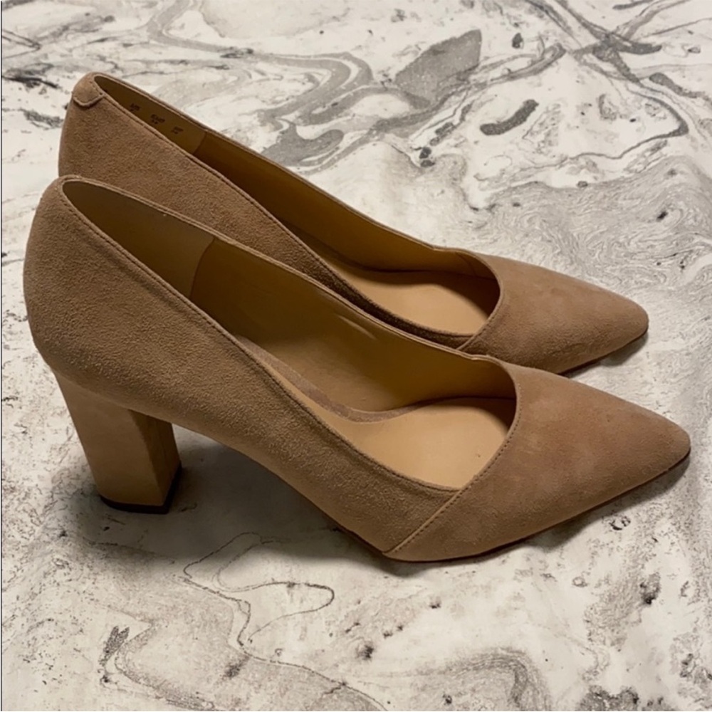 Franco Sarto Tan Suede Block Heels